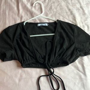 Adika black ribbed crop top